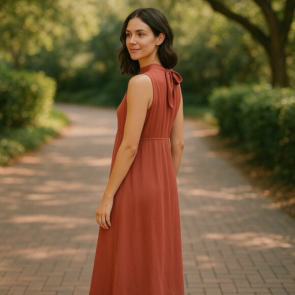 Trucco dress muted pink/orange color size M long - Picture 1 of 8